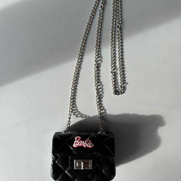 Barbie Glossy Black Mini JELLY Chain Crossbody Bag Purse - Picture 2 of 9